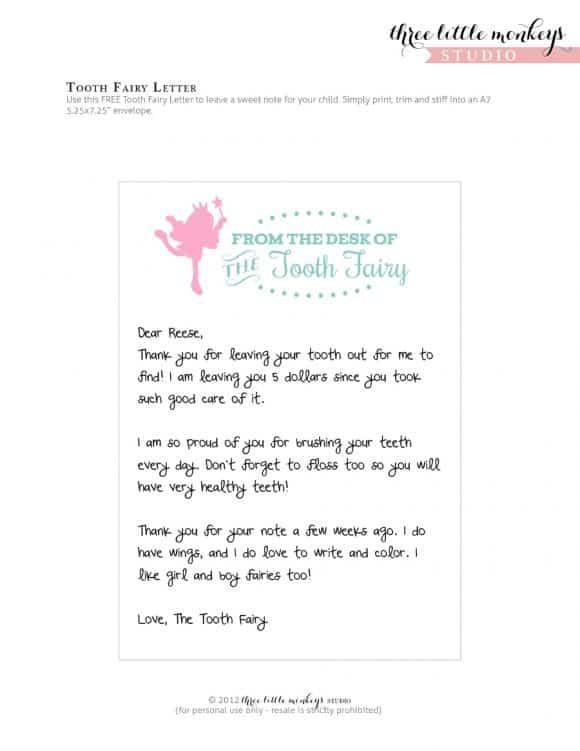 tooth fairy letter template download
 36 Cute Tooth Fairy Letters | KittyBabyLove