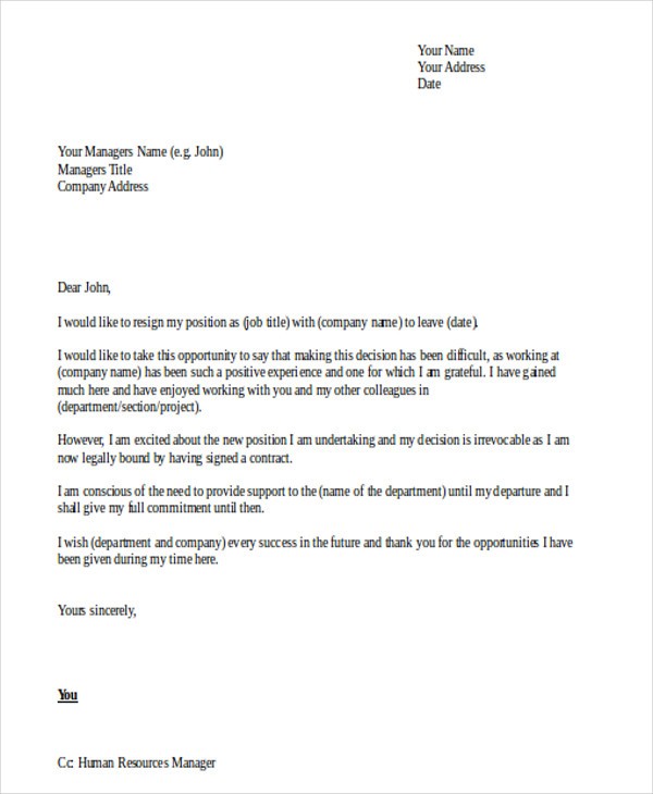 resignation letter template word doc
 42+ Resignation Letter Template in Doc | Free & Premium ..