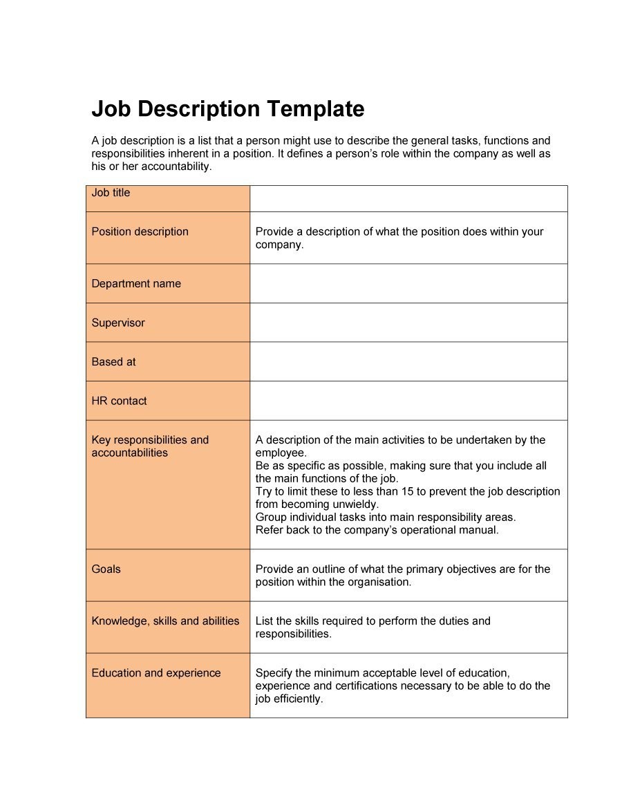 job description checklist template
 49 Free Job Description Templates & Examples - Free ..