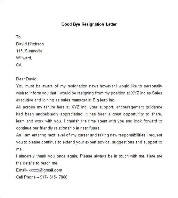 good resignation letter template
 69+ Resignation Letter Template - Word, PDF, IPages | Free ..