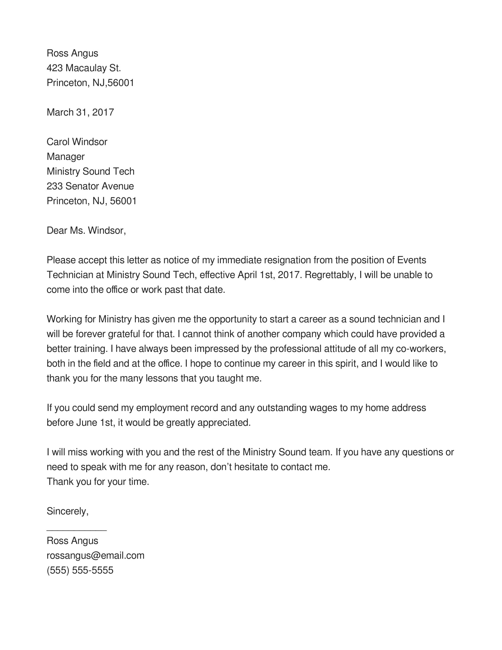 resignation letter template effective immediately
 7+ Immediate Resignation Letter Examples - PDF, DOC | Examples - resignation letter template effective immediately