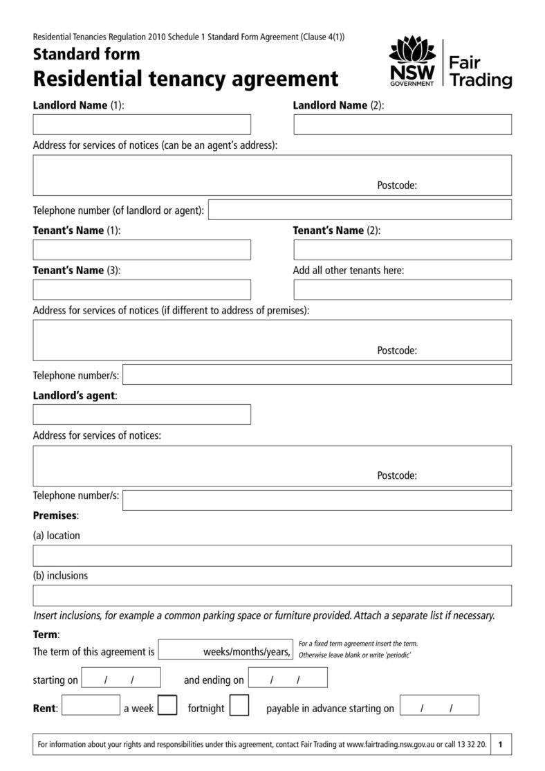 Free Printable Tenancy Agreement Form Uk