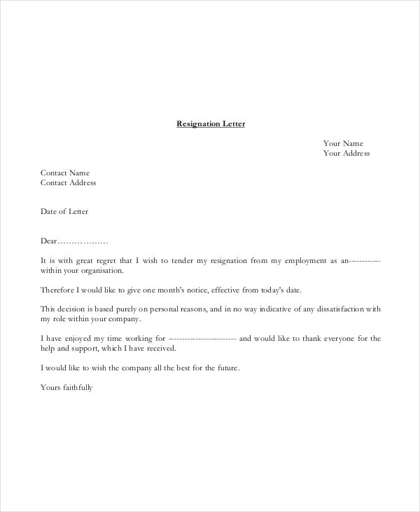 basic resignation letter template uk
 Basic Resignation Letter Template - 17+ Free Word, PDF ..