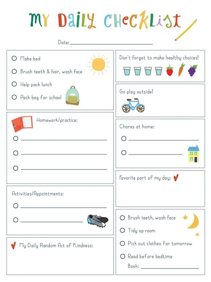 daily checklist template for kids
 Daily Checklist for Kids notepad | Chore chart kids, Kids ..