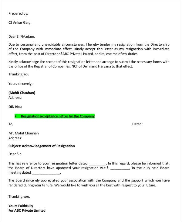 resignation letter template australia
 Director Resignation Letter Templates - 7+ Free PDF, Word ..