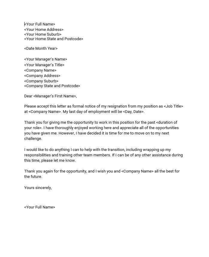 Basic Resignation Letter Template Nz 5 Reasons You Should Fall In Love 