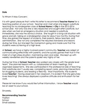 recommendation letter art teacher
 Editable Teacher Letter of Recommendation! {from a ..