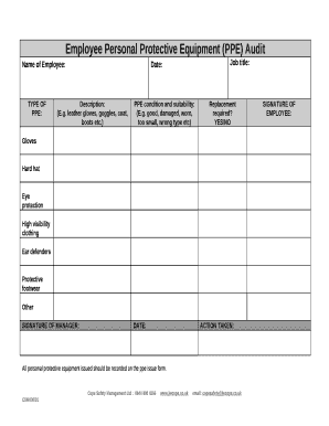 ppe checklist template uk
 employee ppe checklist Doc Template | PDFfiller - ppe checklist template uk