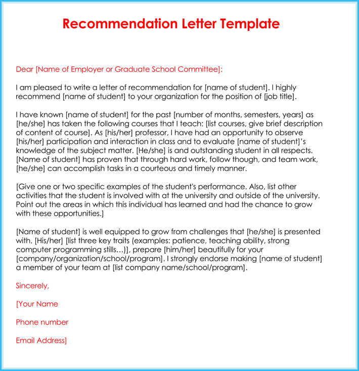 recommendation letter by teacher
 Example Reference Letter For Student Teacher - Sample ..