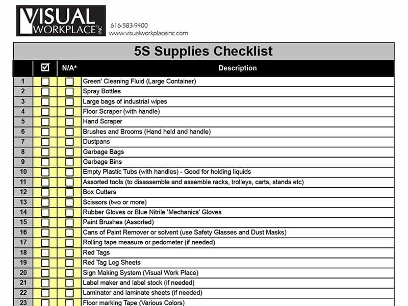 warehouse - 5s checklist template
 Forms & Templates - Visual Workplace, Inc