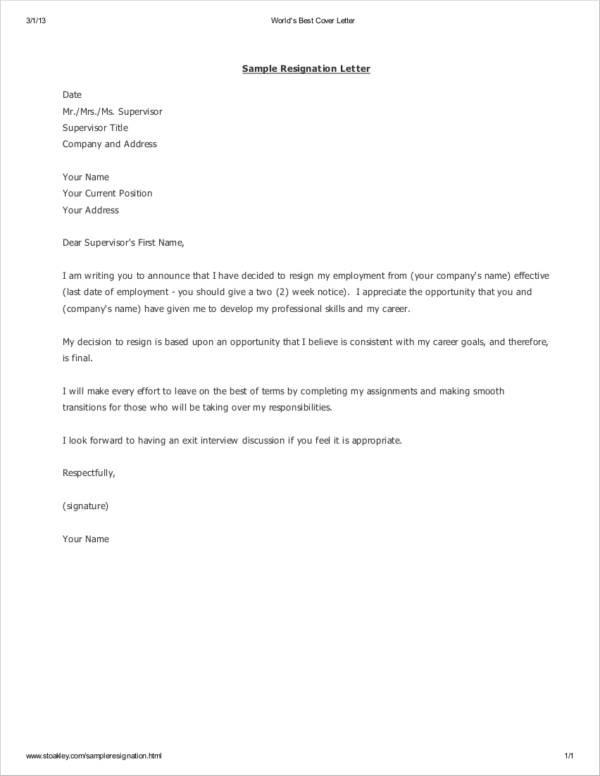 resignation letter template south africa
 FREE 13+ Two Weeks Notice Samples & Templates in Google ..