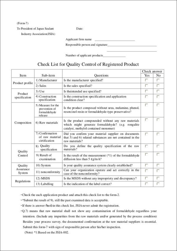 quality control checklist template
 FREE 19+ Quality Checklist Samples & Templates in PDF | MS ..