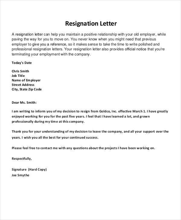 good resignation letter template
 FREE Thank-You Resignation Letters and Pointers for ..