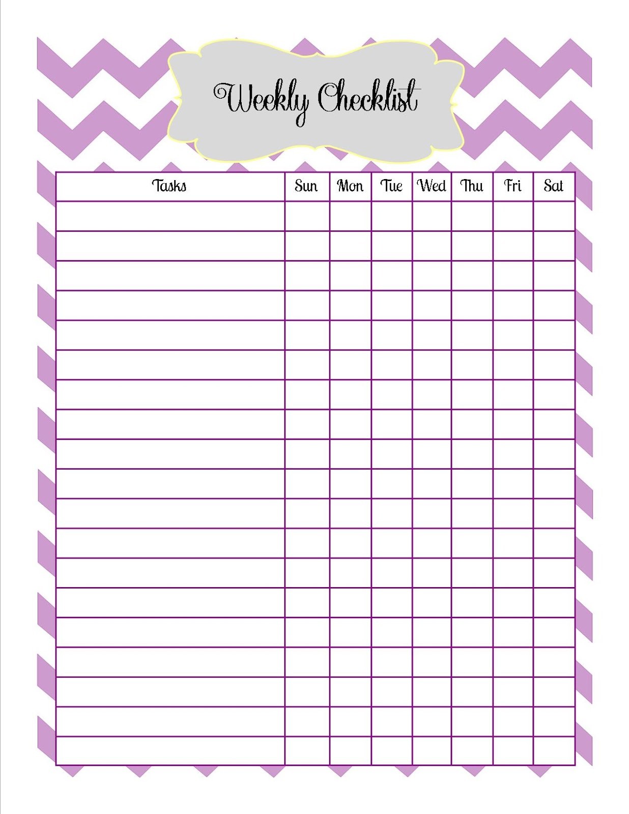 checklist template weekly
 Just A Day in the Life of Jen: Weekly Checklist Printable - checklist template weekly