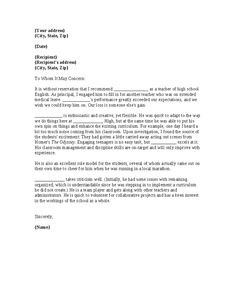 recommendation letter for kindergarten teacher from principal
 Letter for teacher, Letter templates and Templates on ..