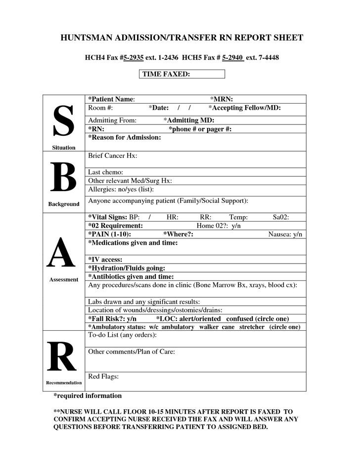 sbar examples nurse to doctor
 med surg nursing assessment | Huntsman SBAR Report Sheet ..