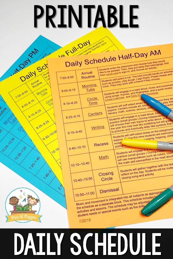 class schedule template for preschool
 Preschool Daily Schedule and Visual Schedules - class schedule template for preschool