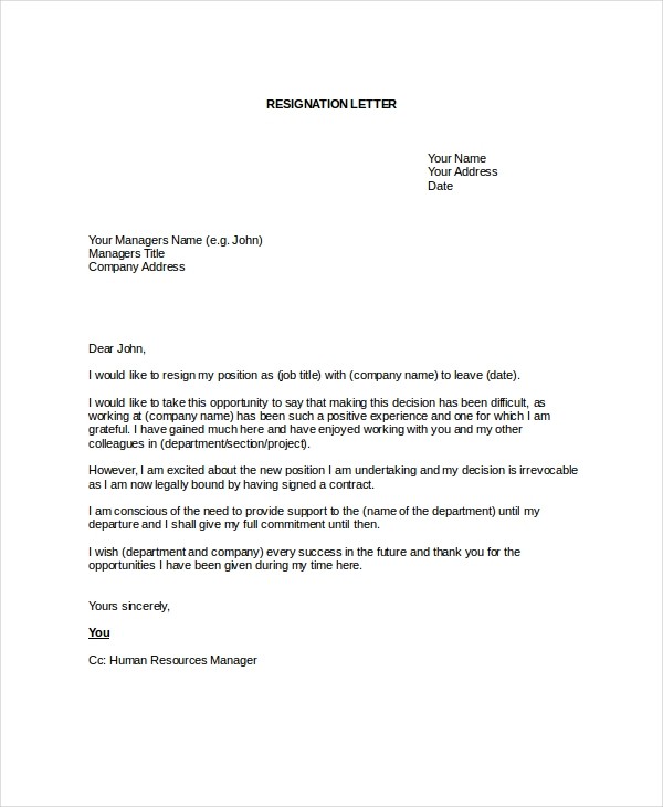 Best Resignation Letter Template Is Best Resignation
