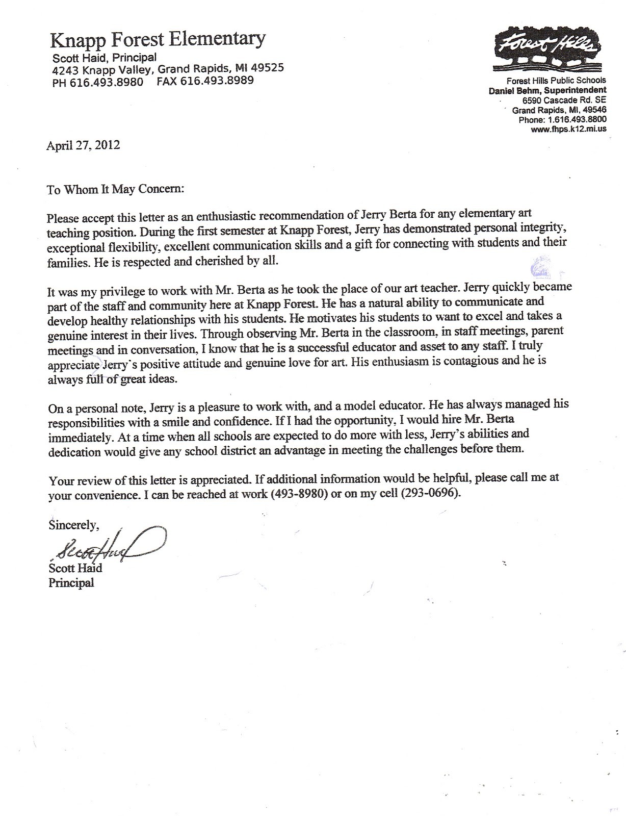 recommendation letter art teacher
 Six Letters of Recommendation | Mr