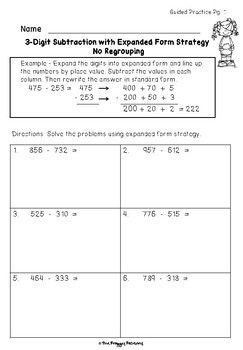 expanded form subtraction worksheets
 Subtraction Strategies Worksheets - 3 Digit Subtraction ..
