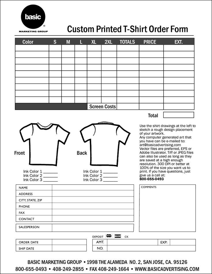 order form for shirts sample
 T-Shirt Order Form Template Excel | Order form template, T ..