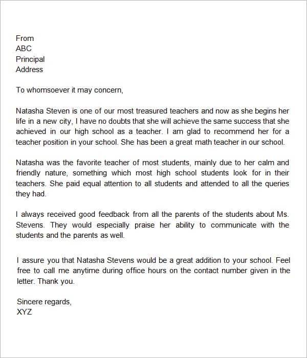 recommendation letter by teacher
 Teacher recommendation letter Template - Word - Excel ..