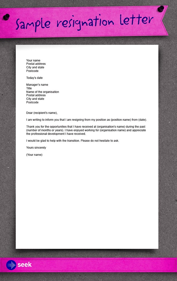 basic resignation letter template nz
 The importance of resigning on good terms - how to write a ..