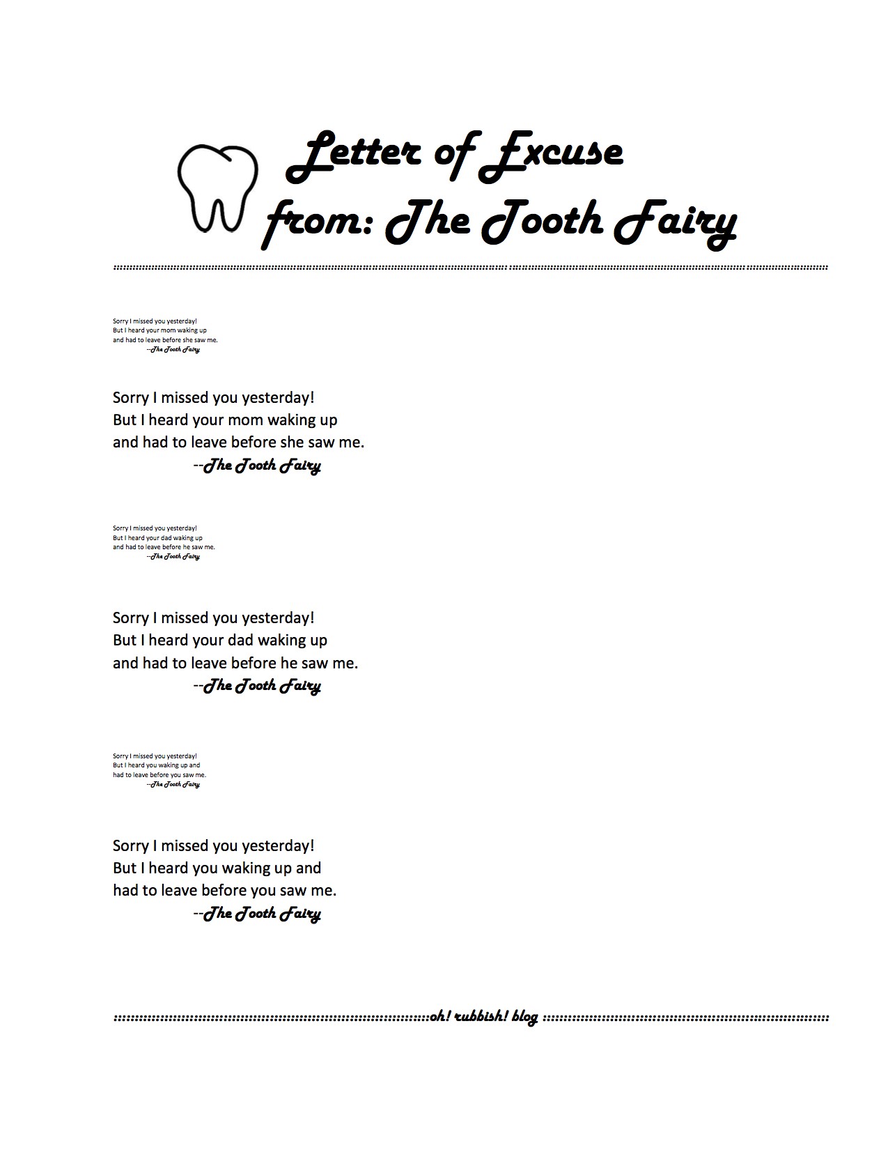 tooth fairy apology letter template
 :: Tooth Fairy Apology Letter :: Teeny Tiny Excuse Note ..