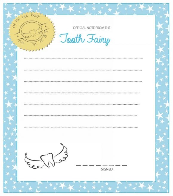 free letter from the tooth fairy template