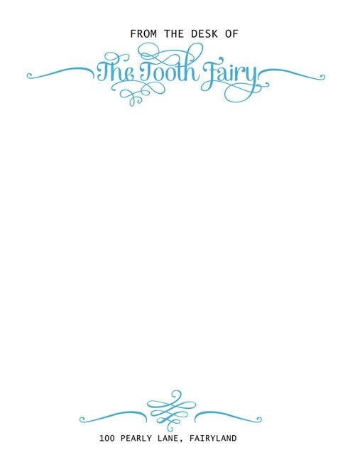 tooth fairy letter template word
 Tooth Fairy Official Letterhead - designed by Sassy ..