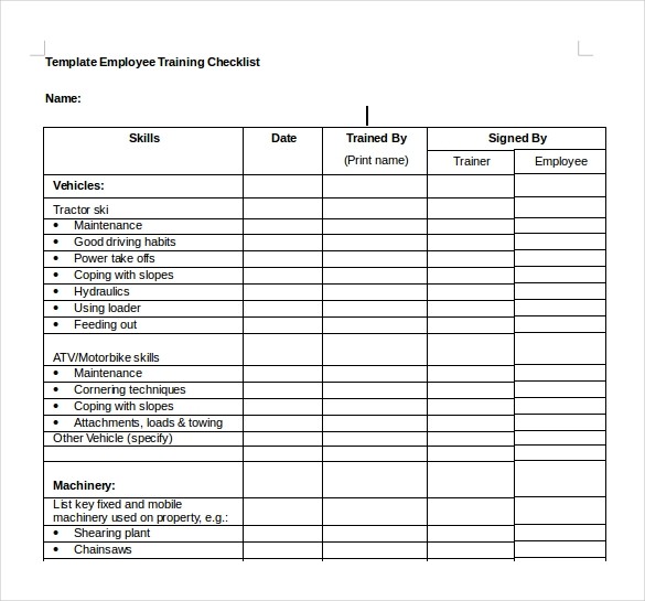 employee training checklist template
 Training Checklist Template - 21+ Free Word, Excel, PDF ..