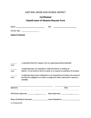 unpaid leave request form template
 Unpaid Leave Request Form - Fill Online, Printable ..