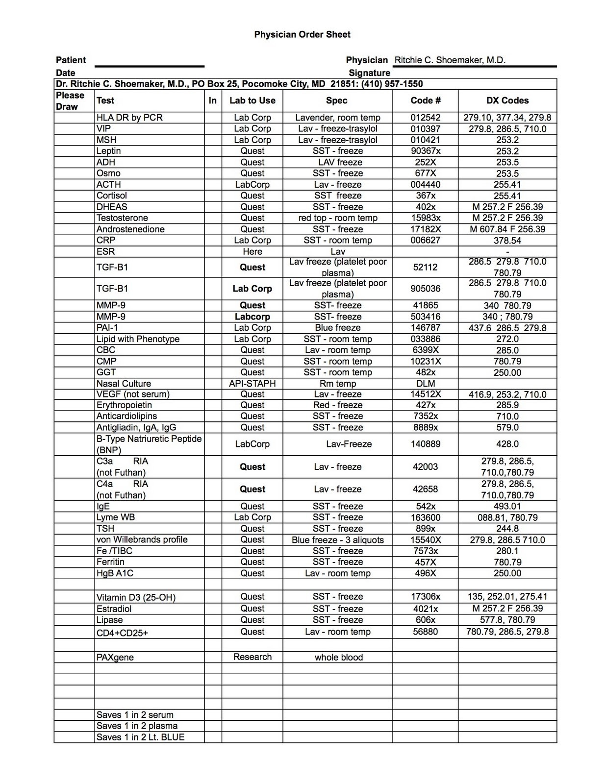 Printable Labcorp Requisition Form