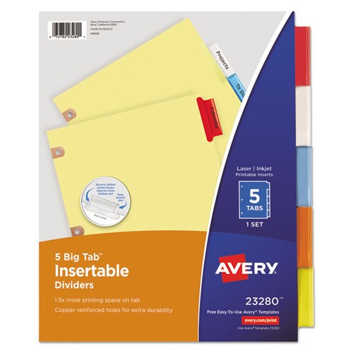 avery big tab inserts 5 tab template
 AVE23280 Avery Insertable Big Tab Dividers - Zuma - avery big tab inserts 5 tab template