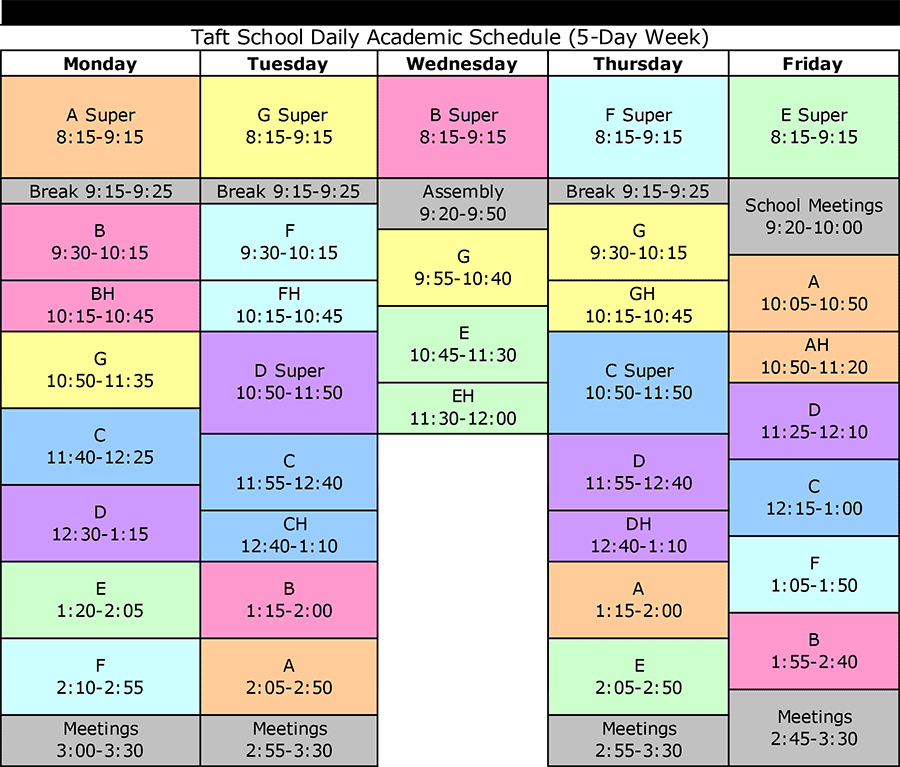 daily routine schedule template
 Daily Schedule - Taft School - daily routine schedule template