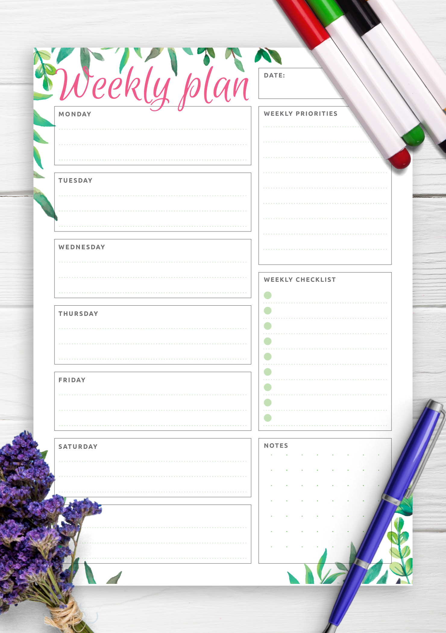 Schedule Template Printable