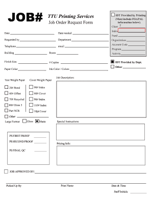 printing job order form
 Fillable Online DIGITAL PRINTING WORK ORDER FORM Fax Email ..