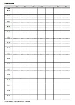 15 minute schedule template
 Free Printable Weekly Planner - 15 minute schedule template