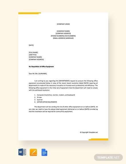 sample request letter for new office chair
 FREE Requisition Letter for Office Equipment Template ..