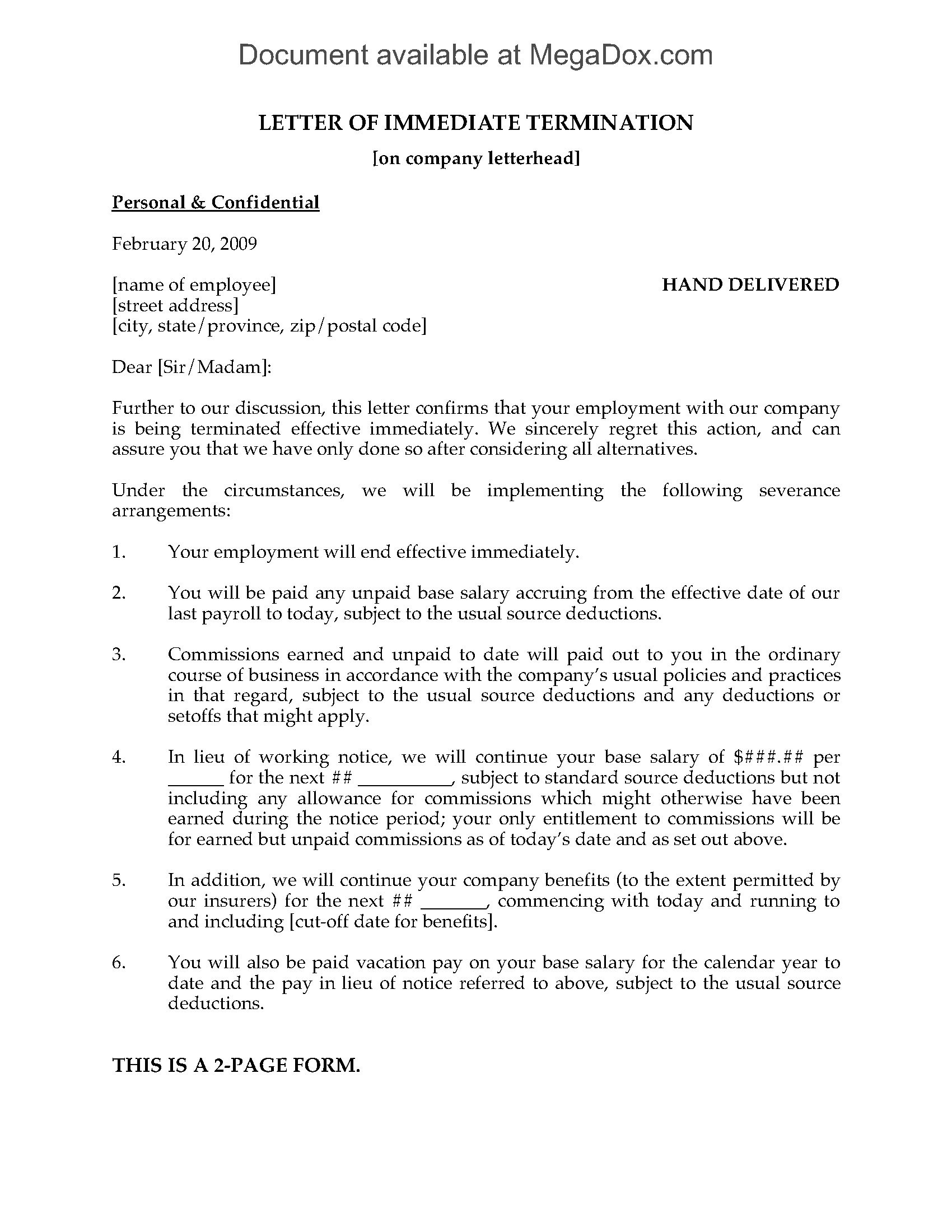 Letter Of Termination Template Ontario What Makes Letter ...