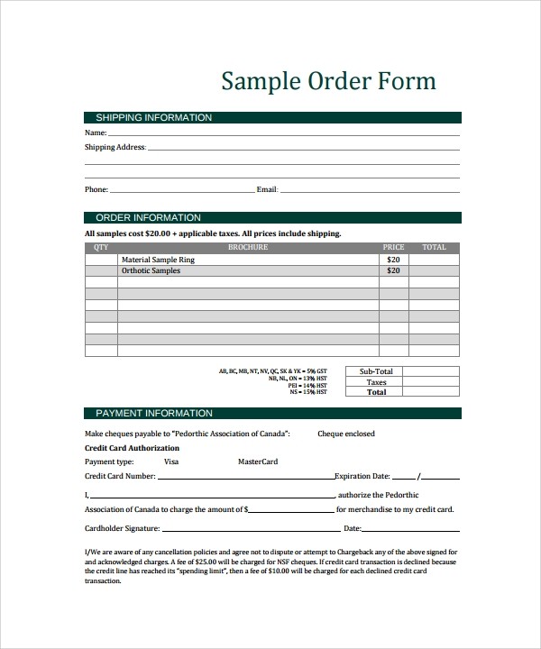 order form sample template
 Order Form Template - 23+ Download Free Documents In PDF ..