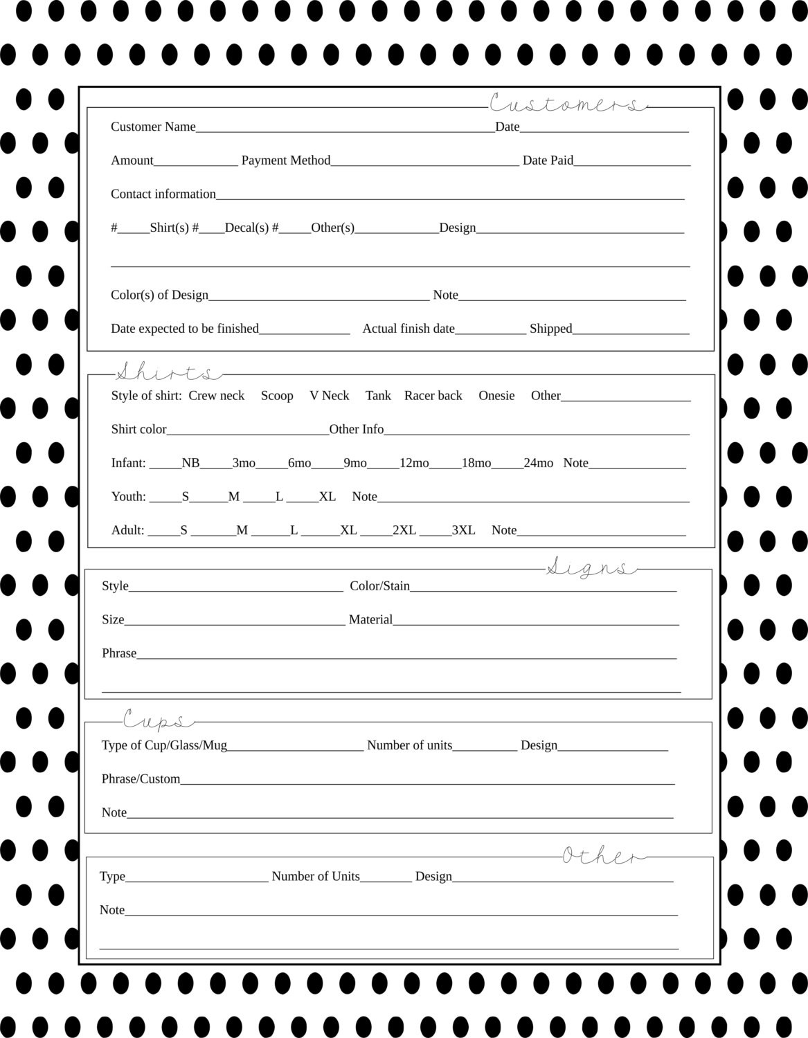 order form for vinyl projects
 Polka Dot Order Form Vinyl Business SVG by MemoriesOfMagnitude - order form for vinyl projects