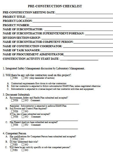 construction job checklist template
 20+ FREE Construction Checklist Templates - PDF, Google ..