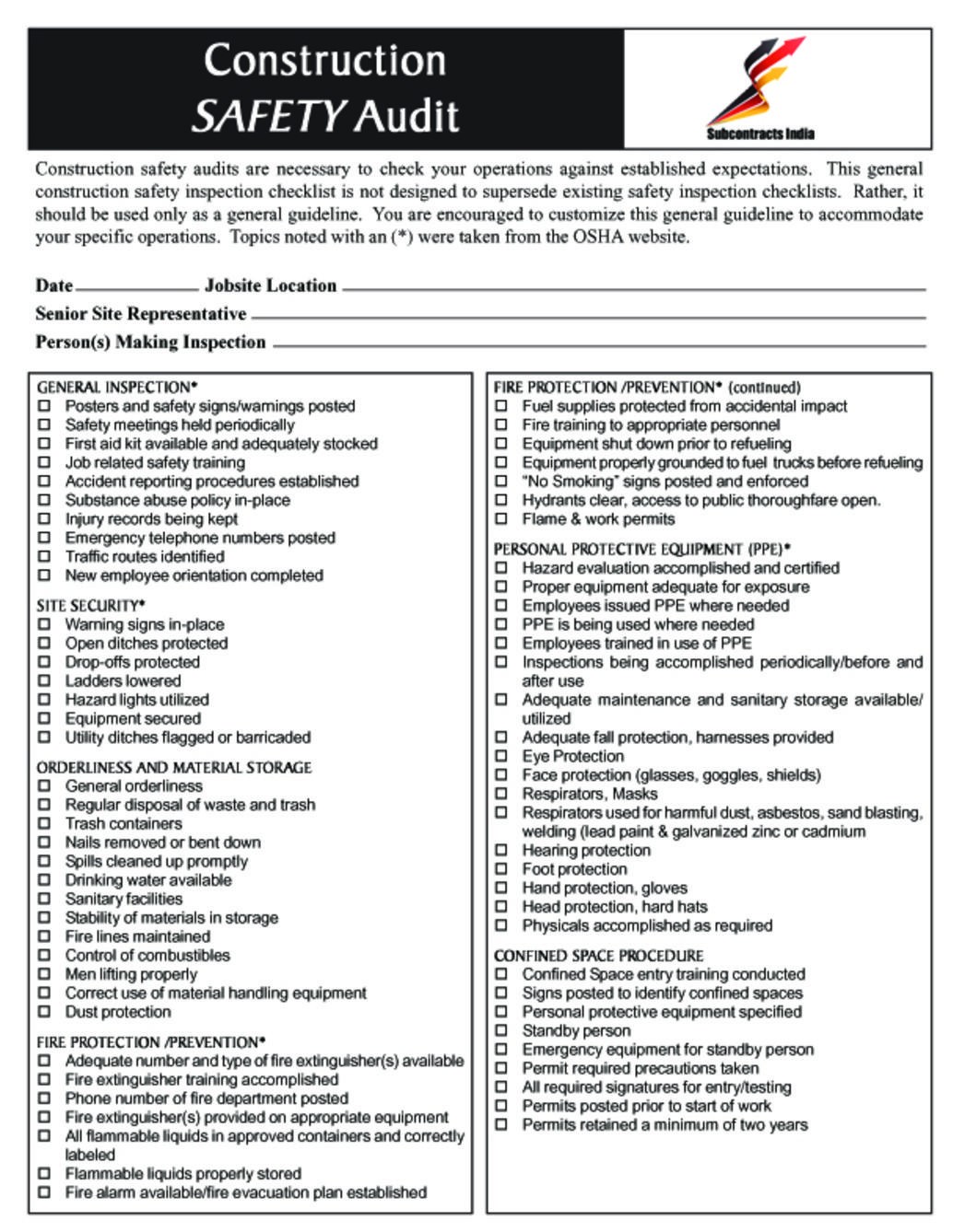 jobsite safety checklist template
 Construction Safety Management and Audit | #construction # ..