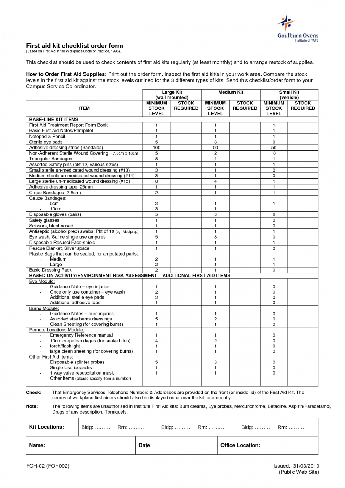 monthly vehicle checklist template
 First Aid Supply Checklist Template - monthly vehicle checklist template