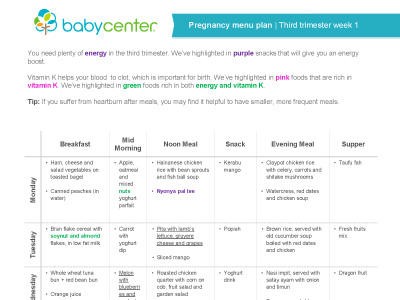 meal plan 3rd trimester
 Pregnancy meal planners: trimester by trimester - BabyCenter - meal plan 3rd trimester