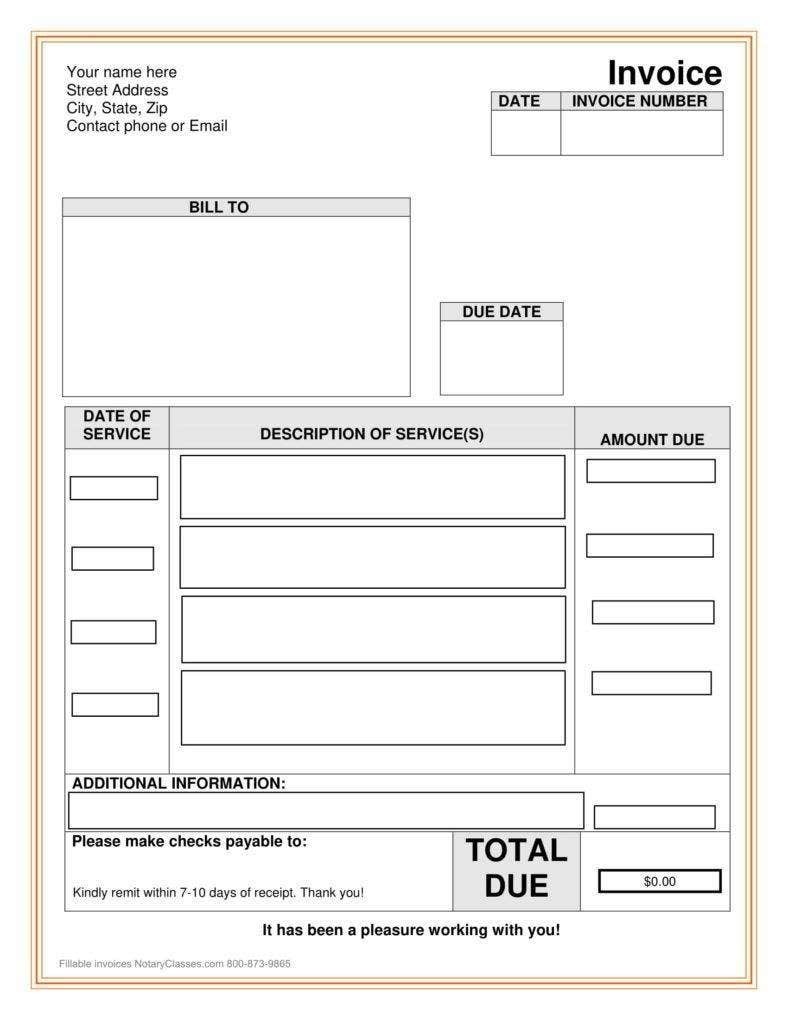 Notary Invoice Template