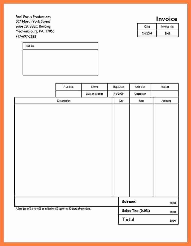 invoice format in word