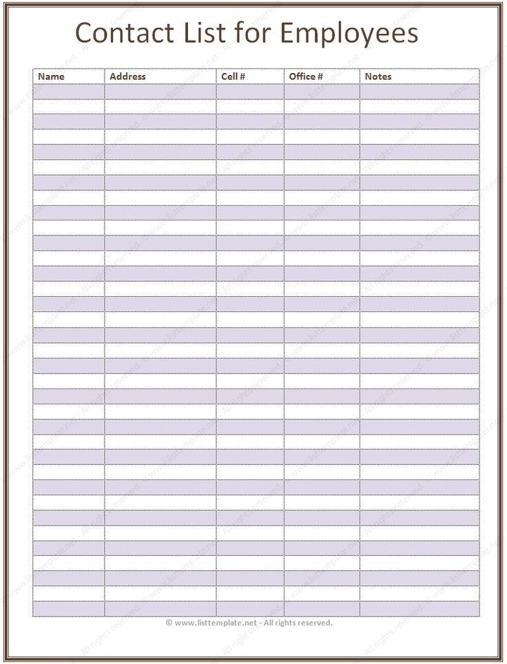 employee list template word
 Employee contact list template in a basic format | Office ..