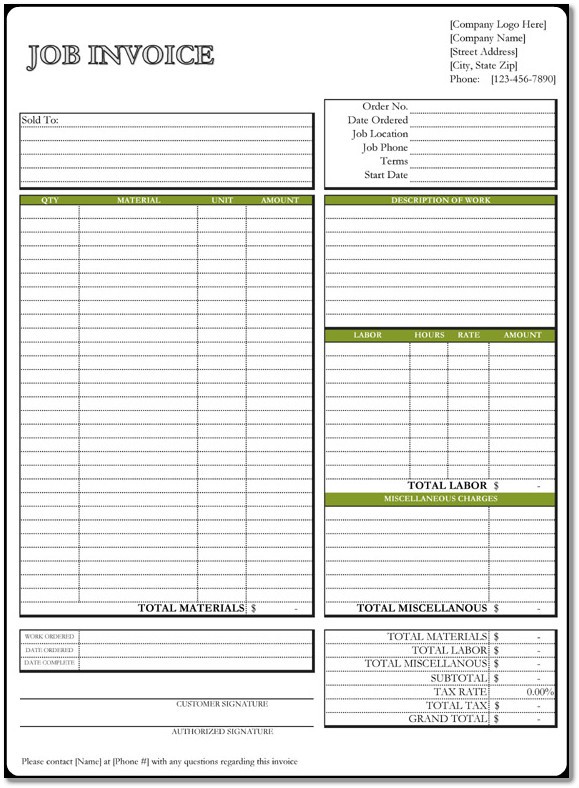 job invoice template word
 Job Invoice Template – 6 Free Templates in Word, Excel ..